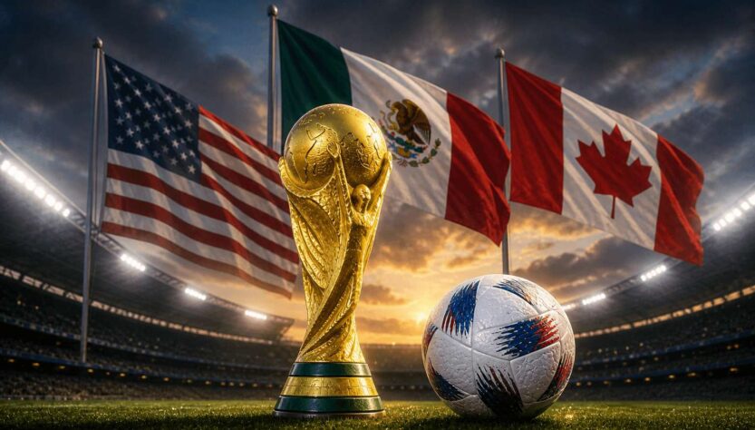FIFA World Cup 2026 betting Singapore guide with trophy and USA Mexico Canada flags